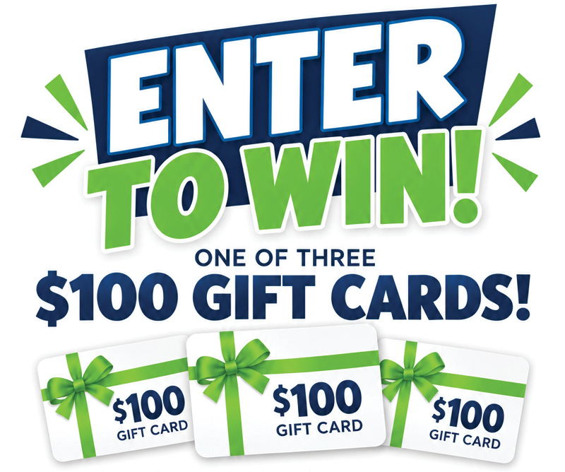 Enter to win one of 3 $100 gift cards